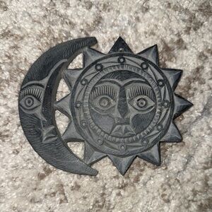 Vintage Carved Stone Sun & Moon Sculpture 🌞🌙